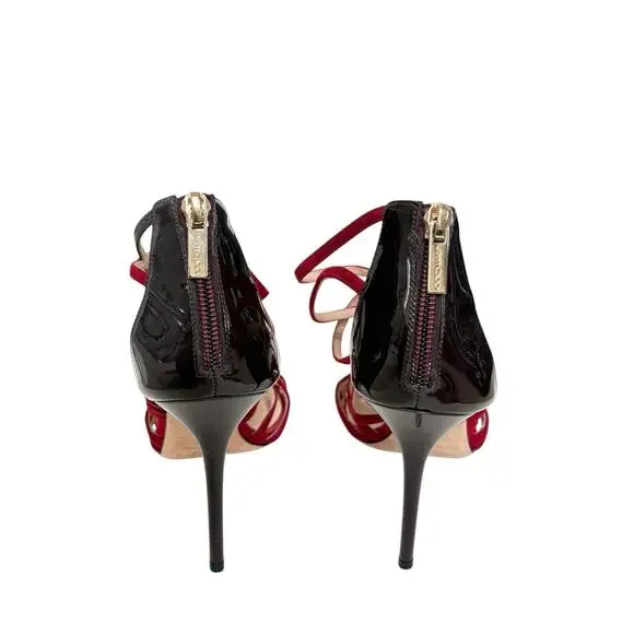 Jimmy Choo Red Suede Strappy Heels Size 38 - Picture 2 of 6